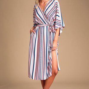 High Potential Blue Multi Striped Midi Dress